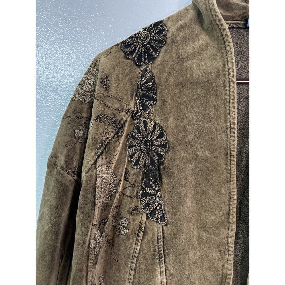 Josephine Posephine Jacket Womens Brown Embroidered Boho Floral Made in Italy - Picture 3 of 7